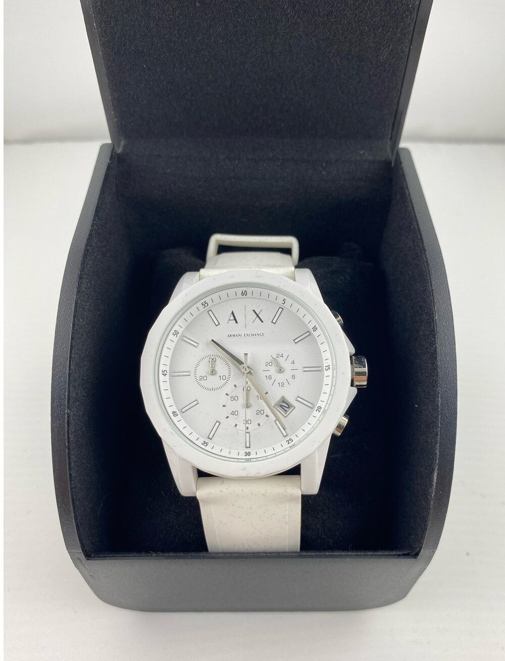 Armani Exchange AX1325 Chronograph Watch 44mm Black Silicone Working